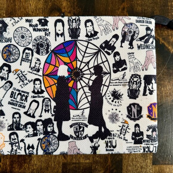 Wednesday Addams Zip Pouch with Strap Cosmetic Pencils Wristlet - Picture 2 of 8